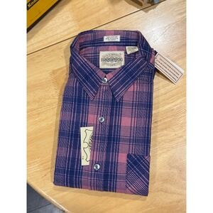90s Deadstock Saugatuck Dry Goods Button-Up Flannel Shirt Purple Plaid L Large